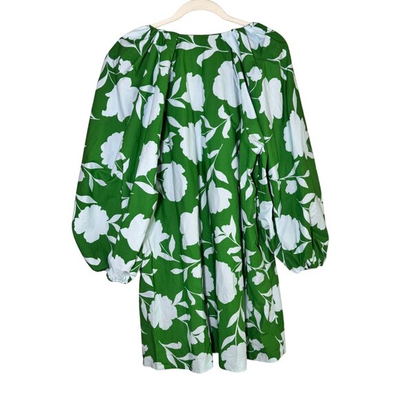Kate Spade x Target Poplin Green Flower Sleeve Dress side pockets - Size L - Picture 4 of 5
